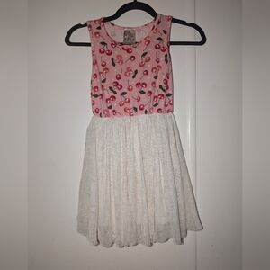 Jenna & Jessie Charming Pink and White Cherry Kids Dress